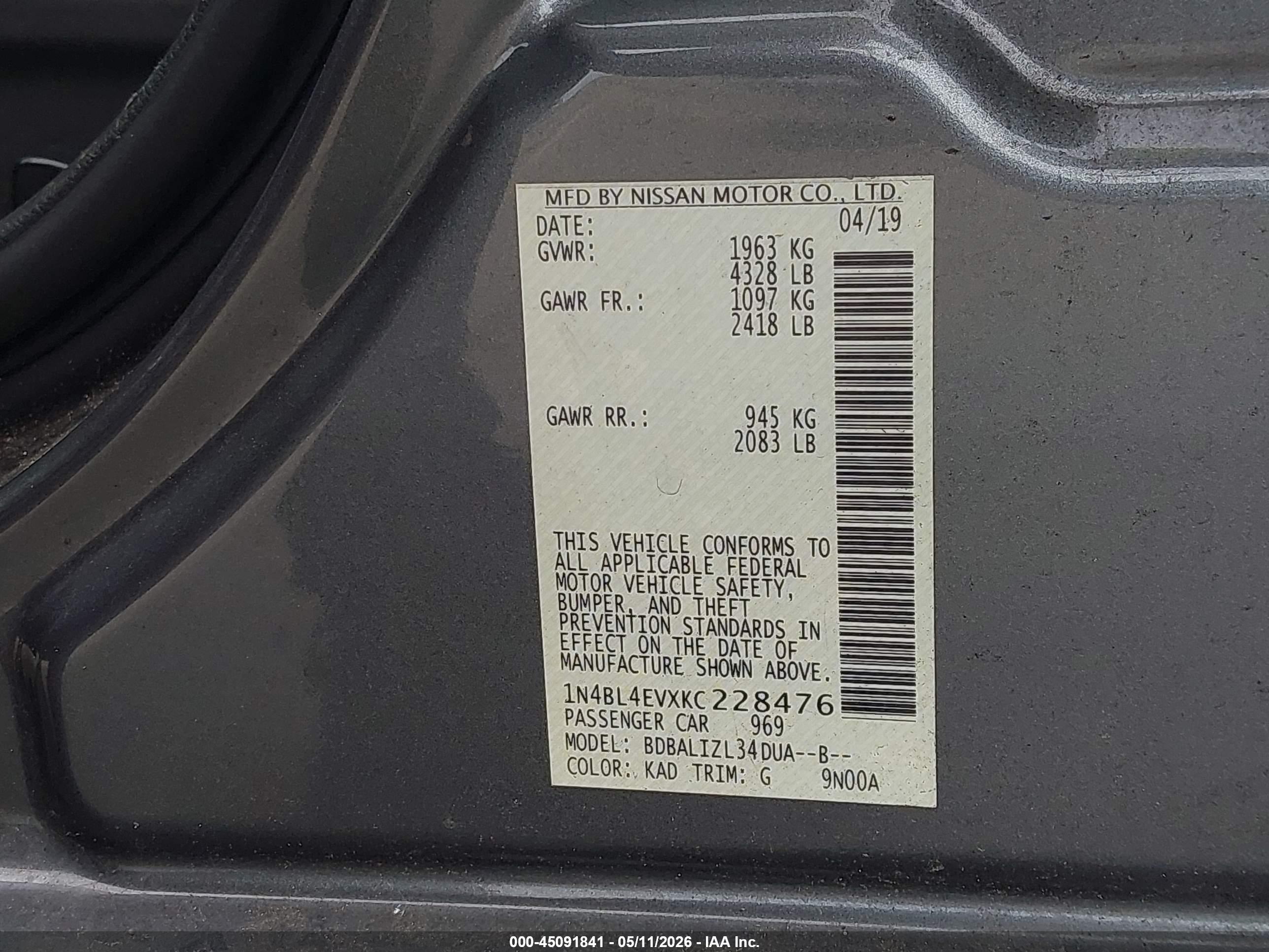 NISSAN ALTIMA image 9