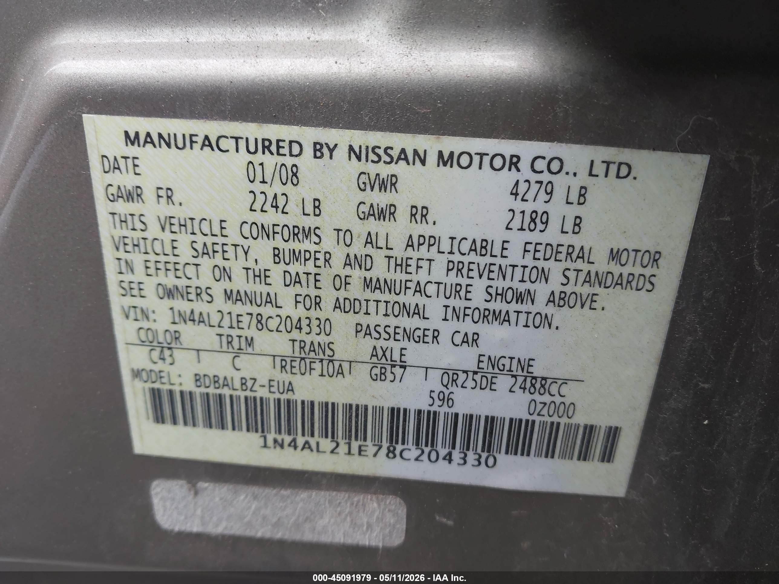 NISSAN ALTIMA image 9
