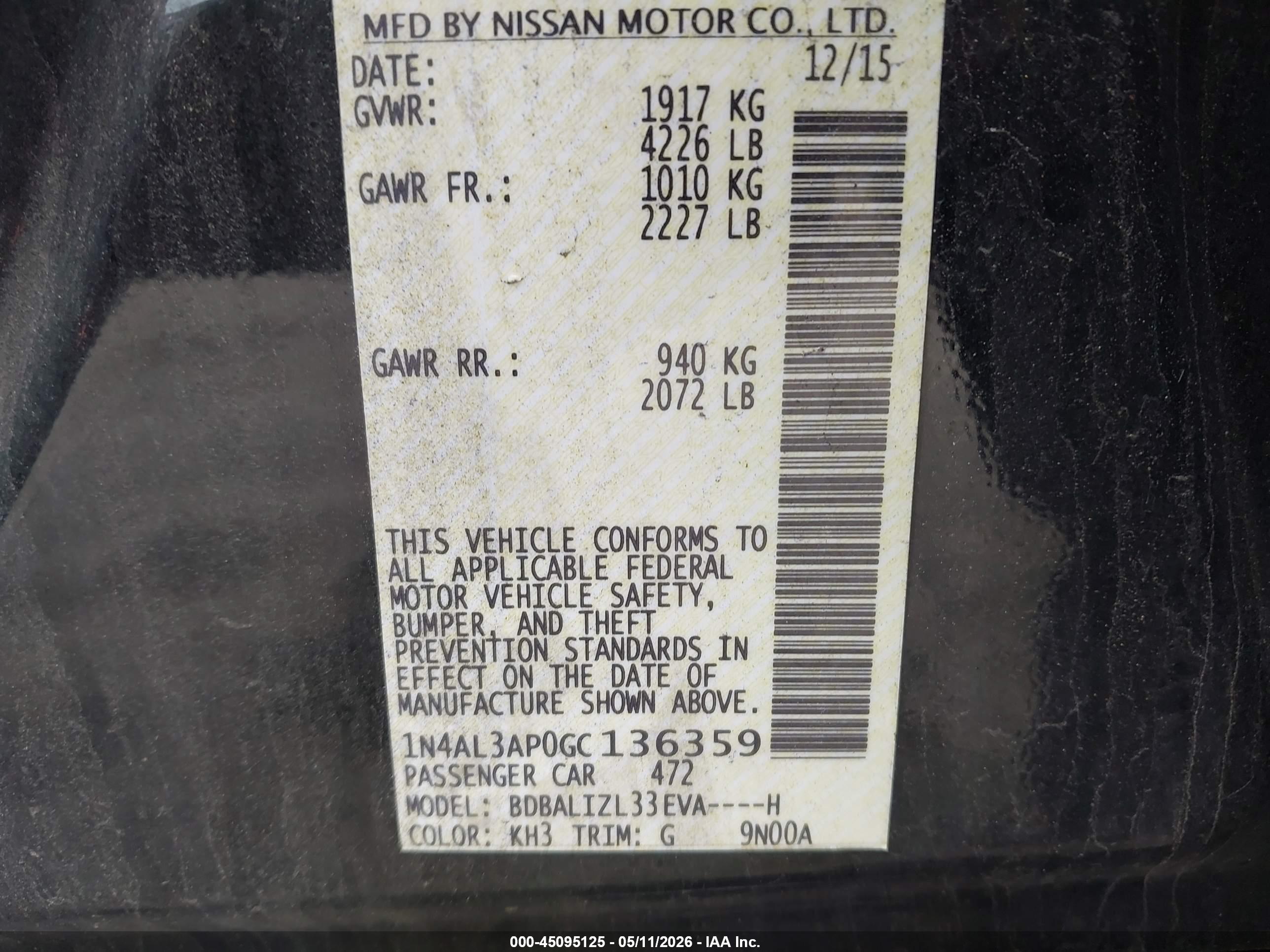 NISSAN ALTIMA image 9