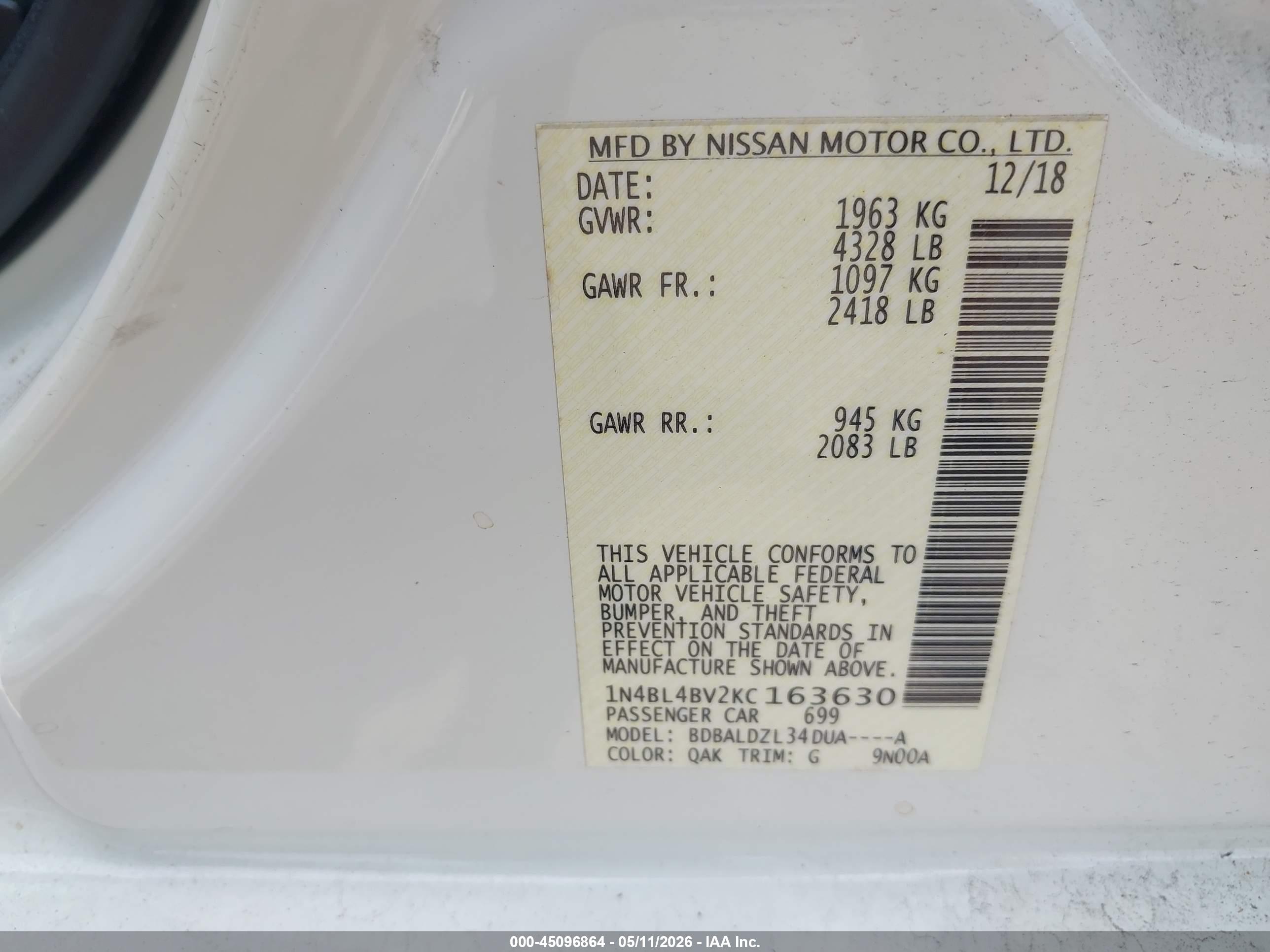 NISSAN ALTIMA image 9