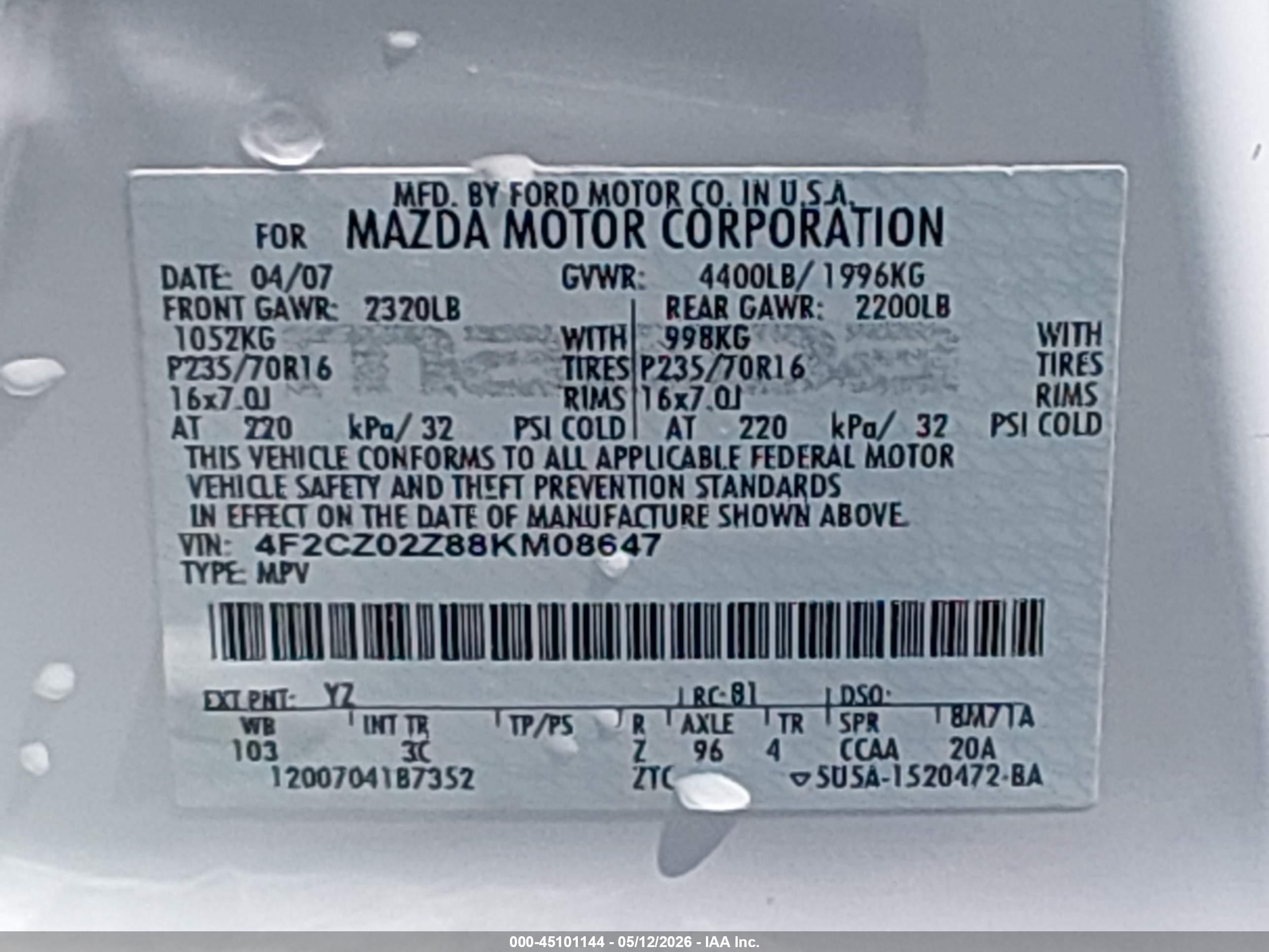 MAZDA TRIBUTE image 9