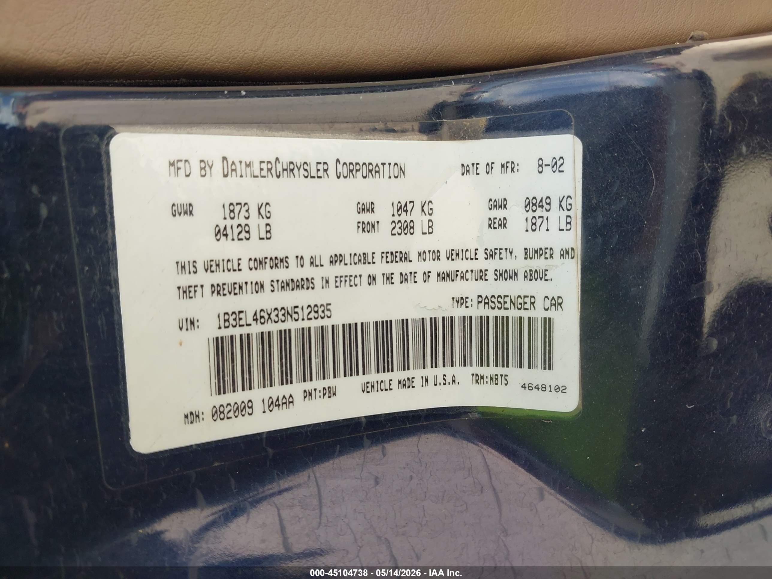 DODGE STRATUS image 9