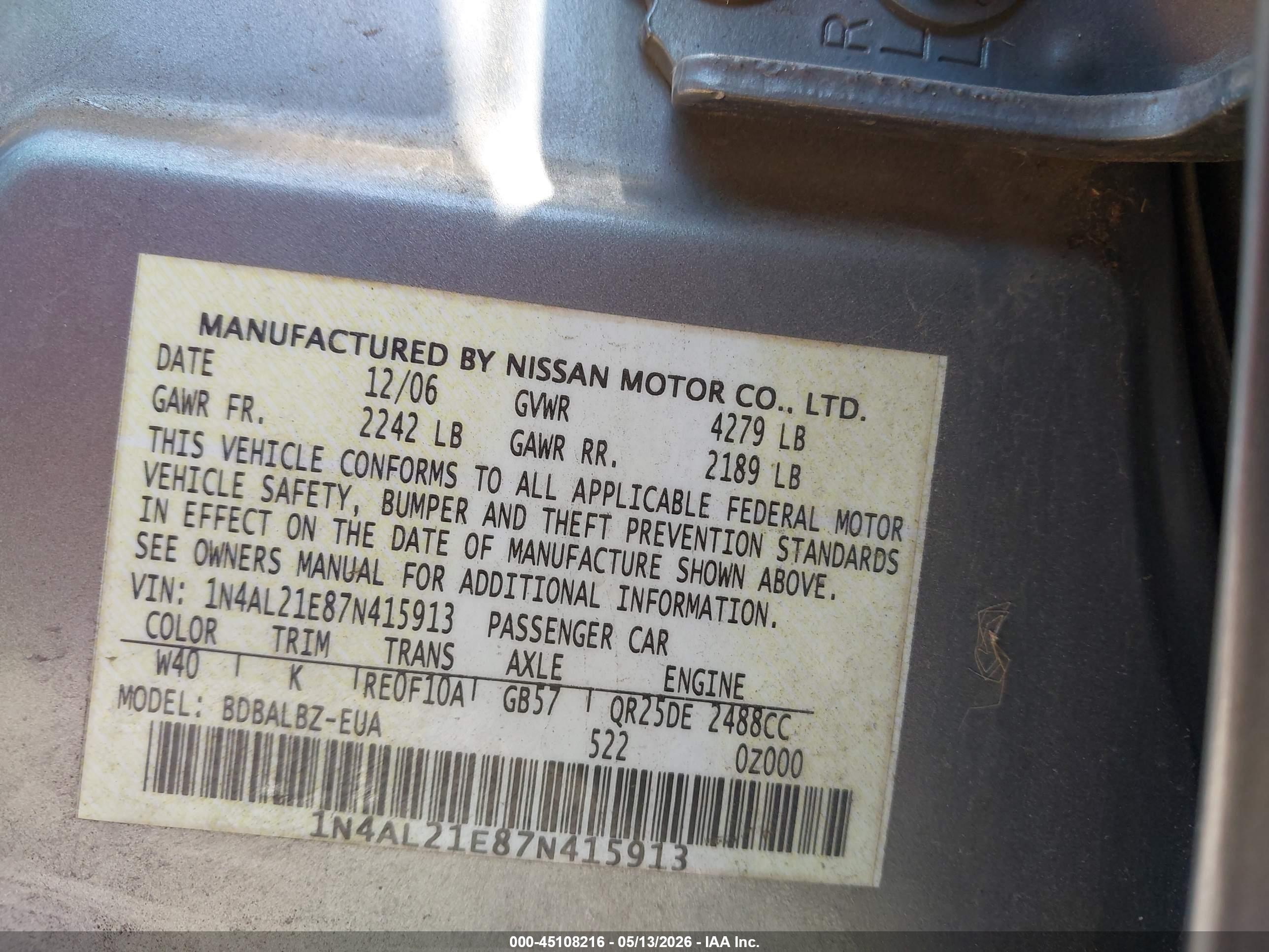 NISSAN ALTIMA image 9