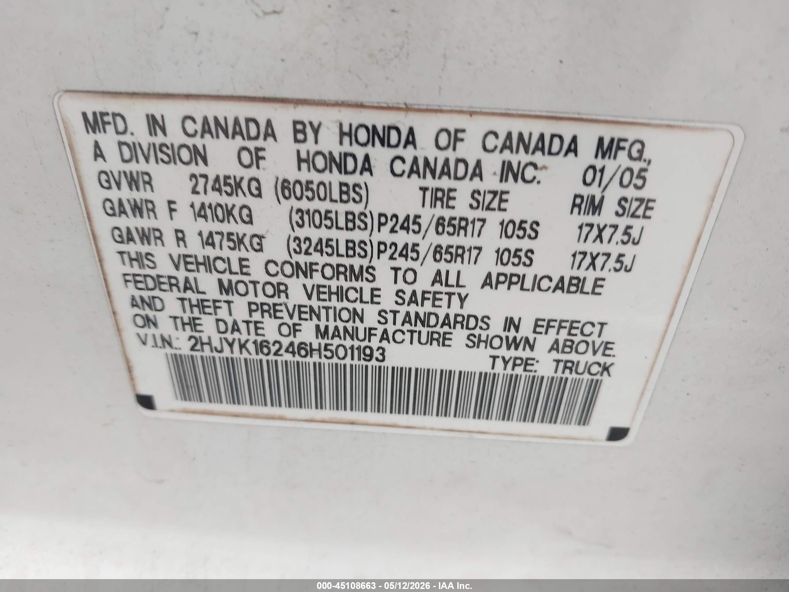 HONDA RIDGELINE image 9