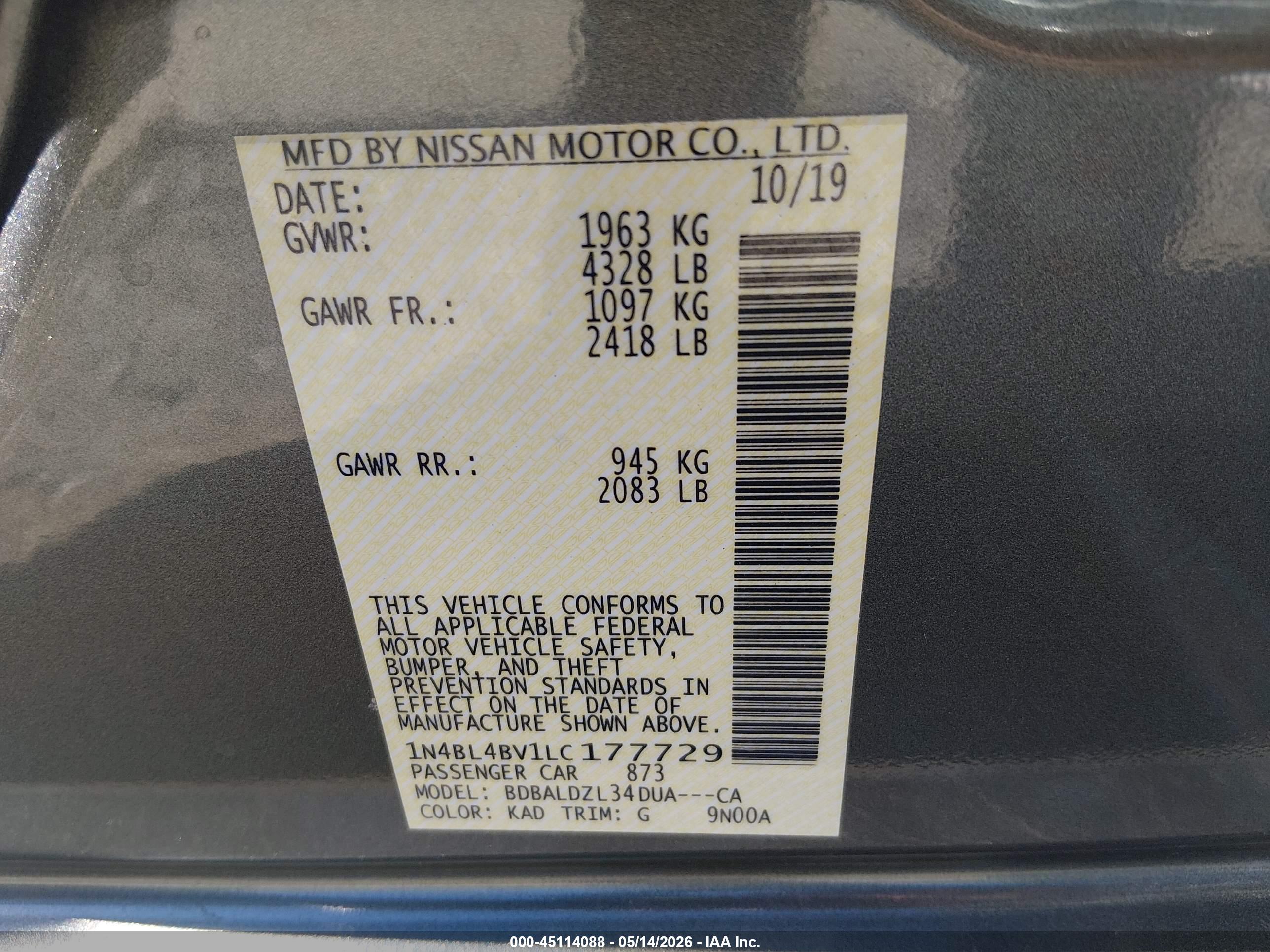 NISSAN ALTIMA image 9