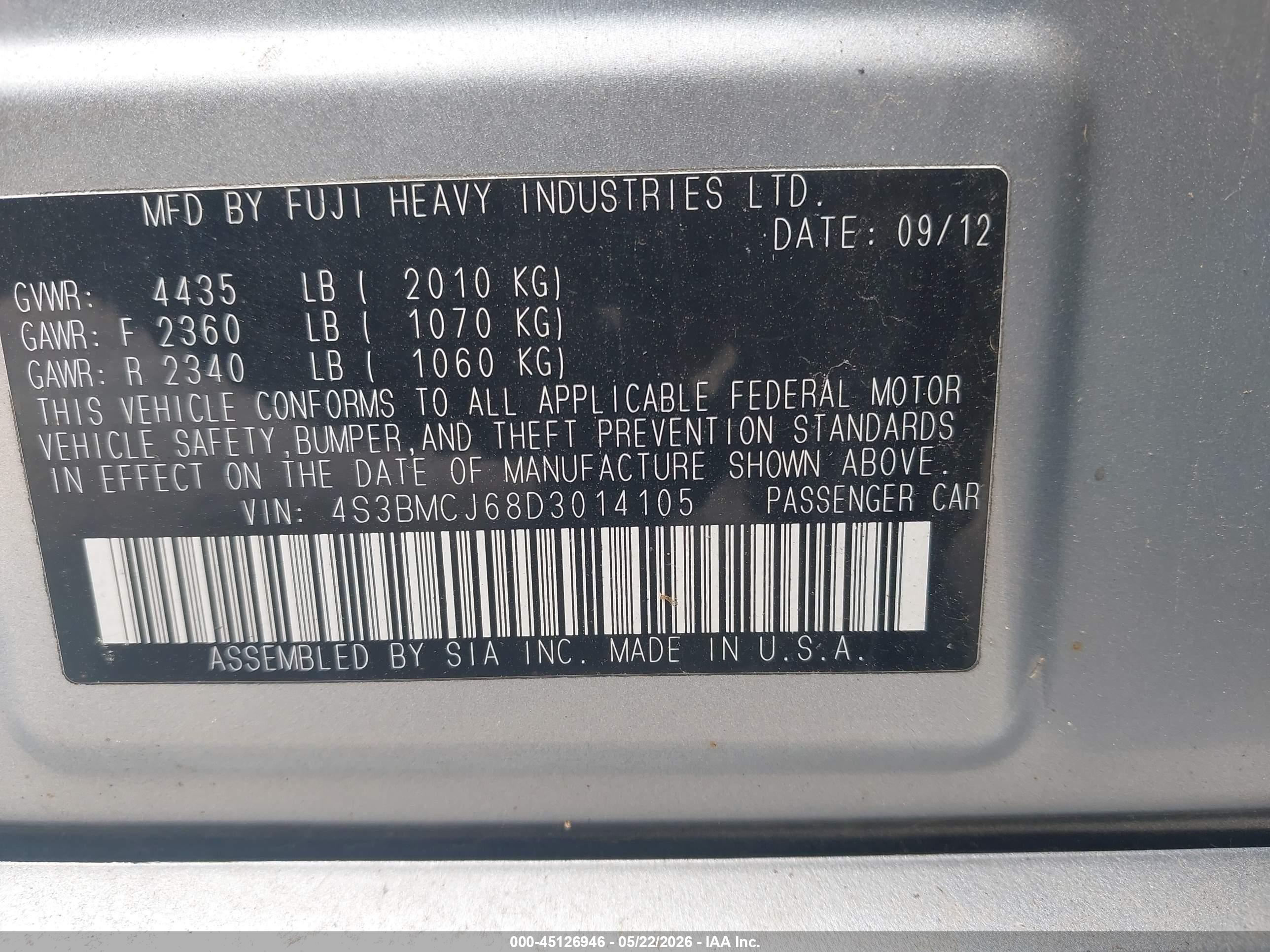 SUBARU LEGACY image 9