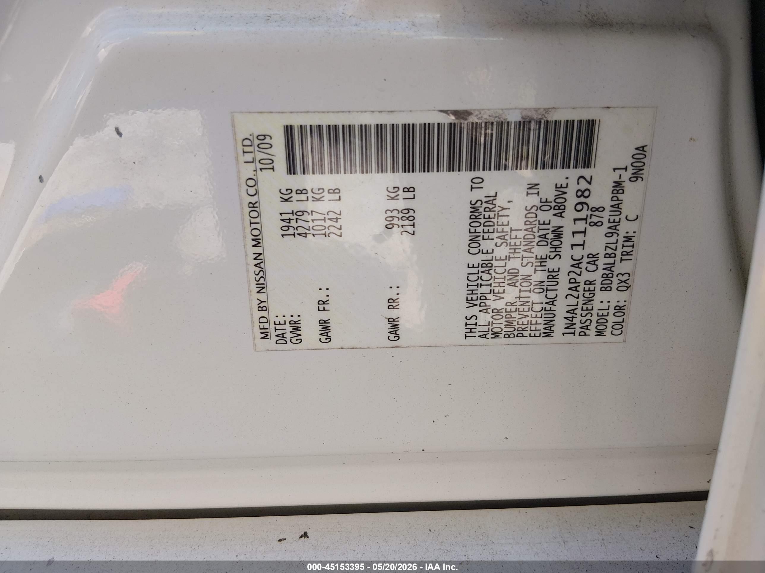 NISSAN ALTIMA image 9
