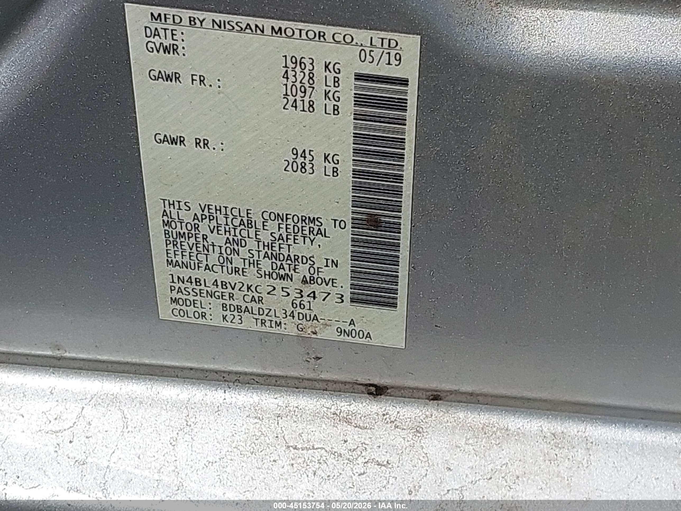 NISSAN ALTIMA image 9