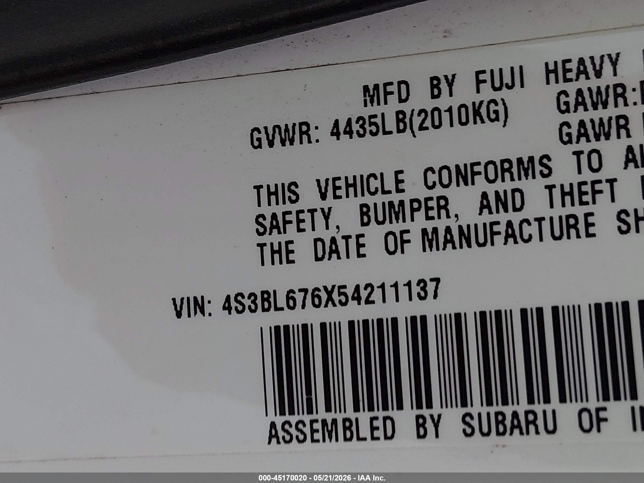 SUBARU LEGACY image 9