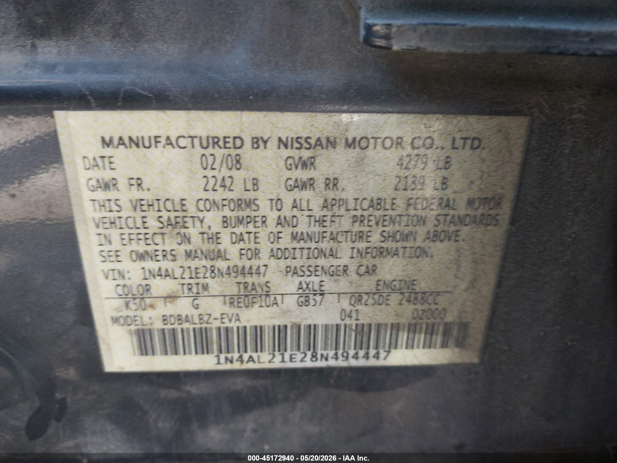 NISSAN ALTIMA image 9