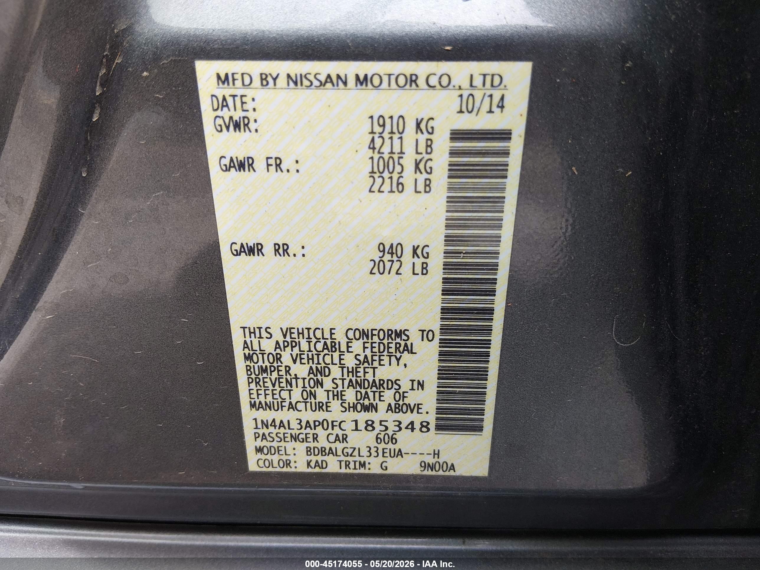 NISSAN ALTIMA image 9