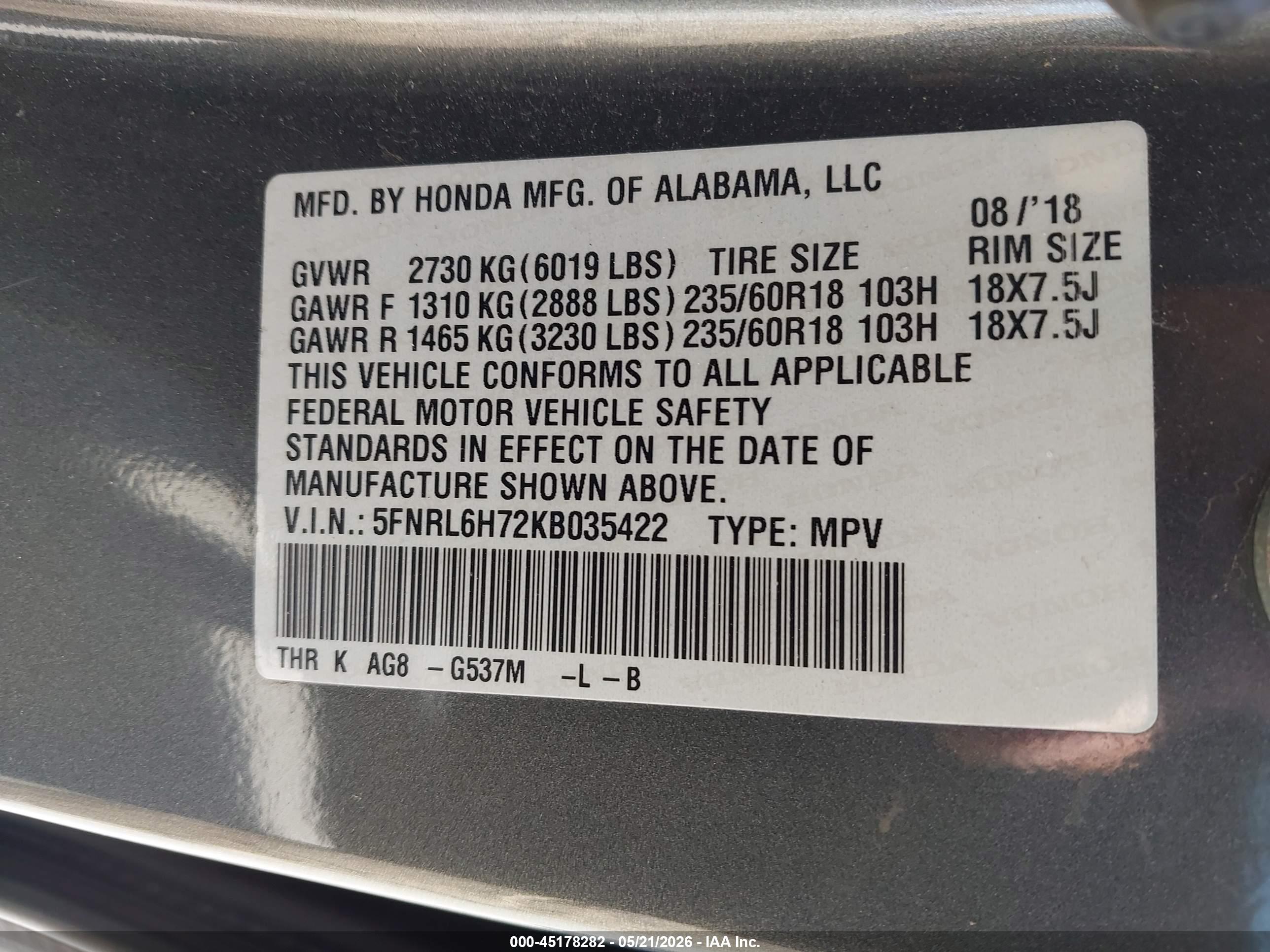 HONDA ODYSSEY image 9