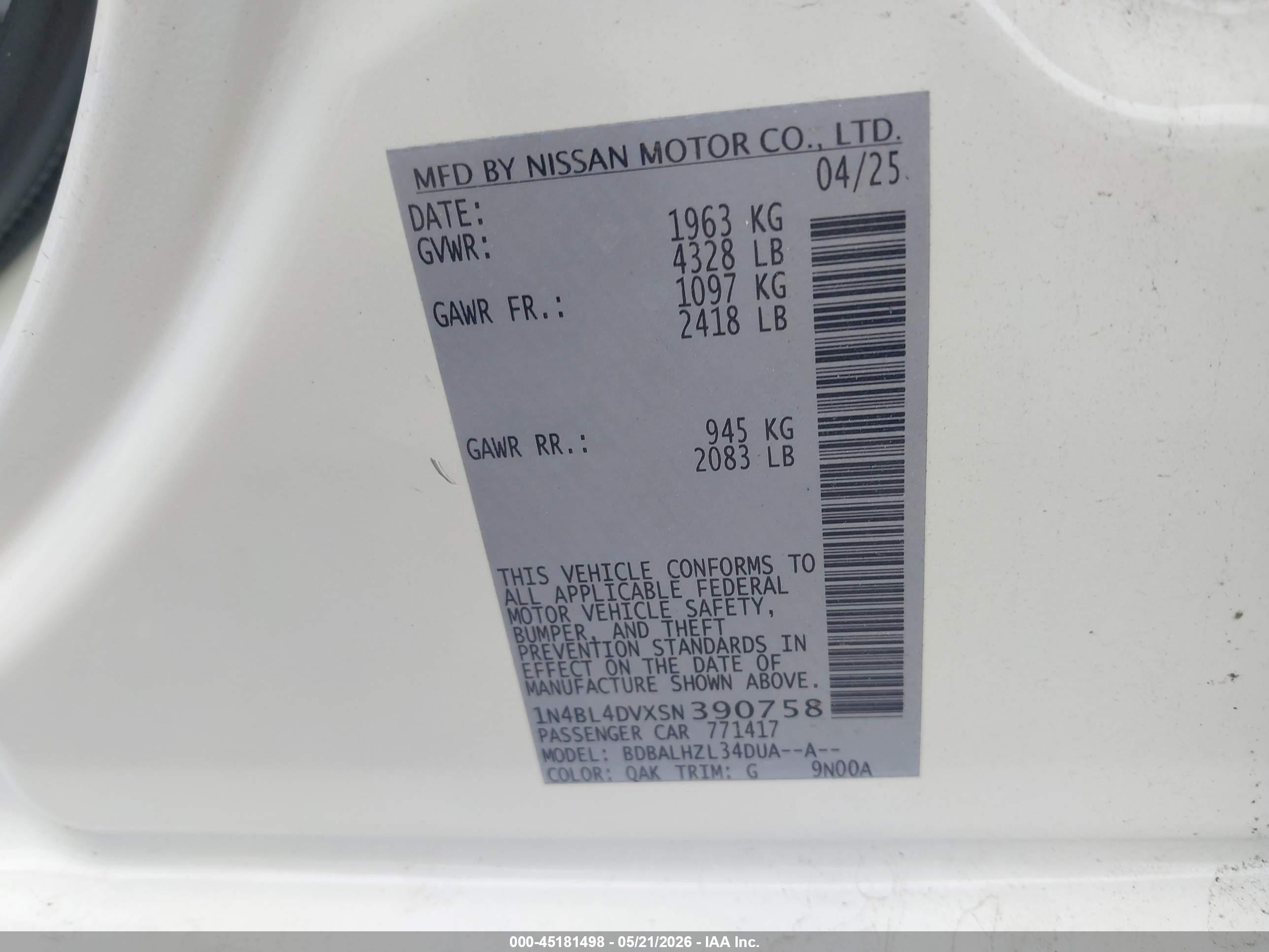 NISSAN ALTIMA image 9