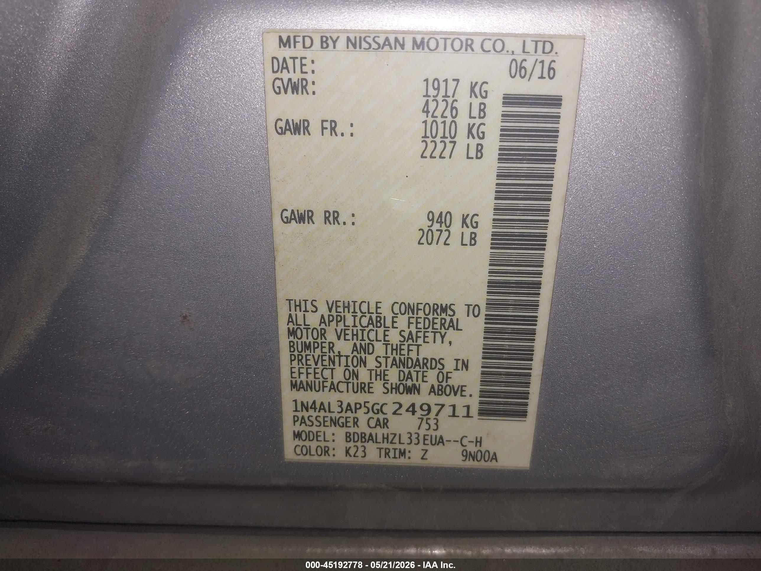 NISSAN ALTIMA image 9