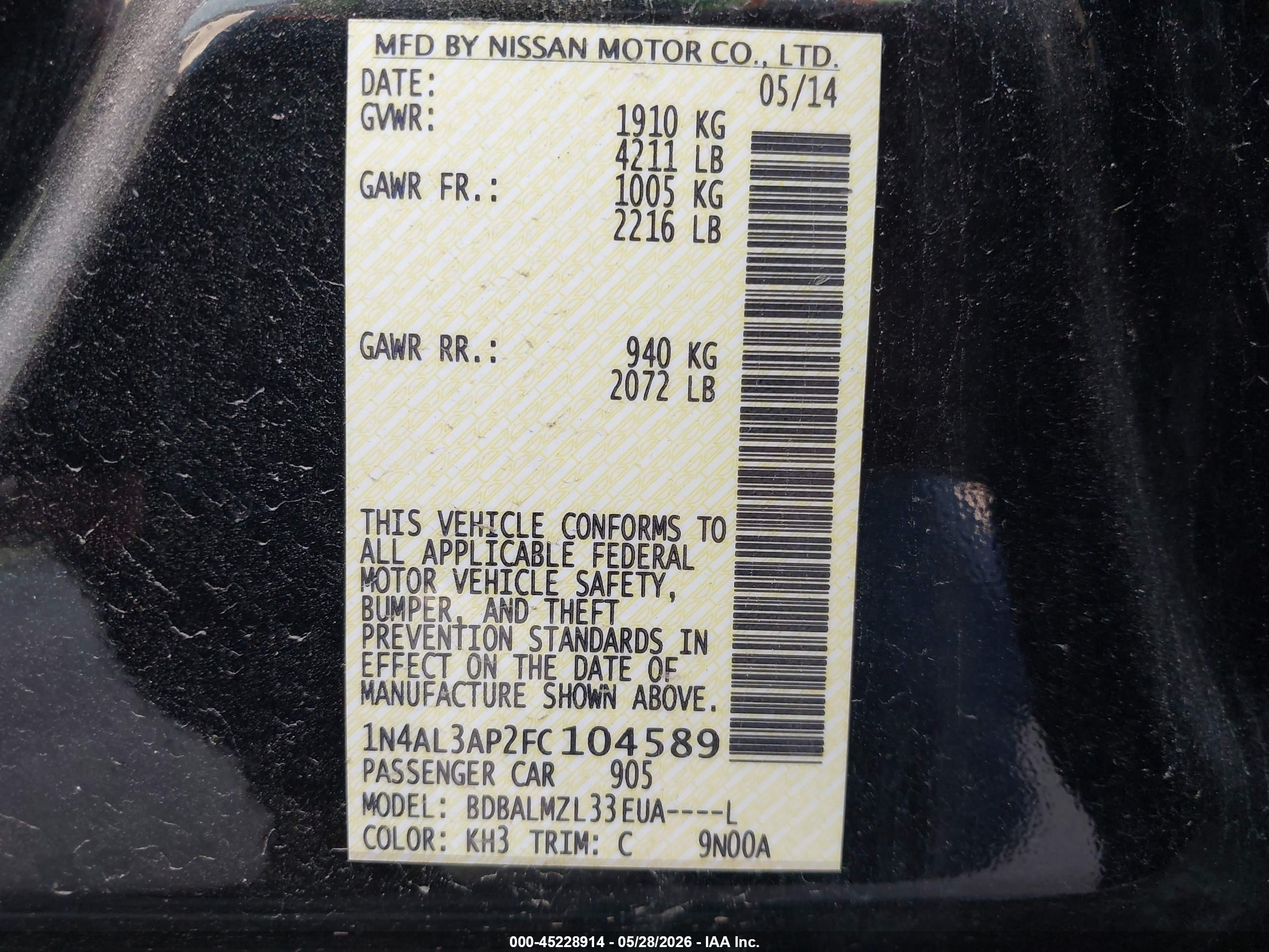 NISSAN ALTIMA image 9