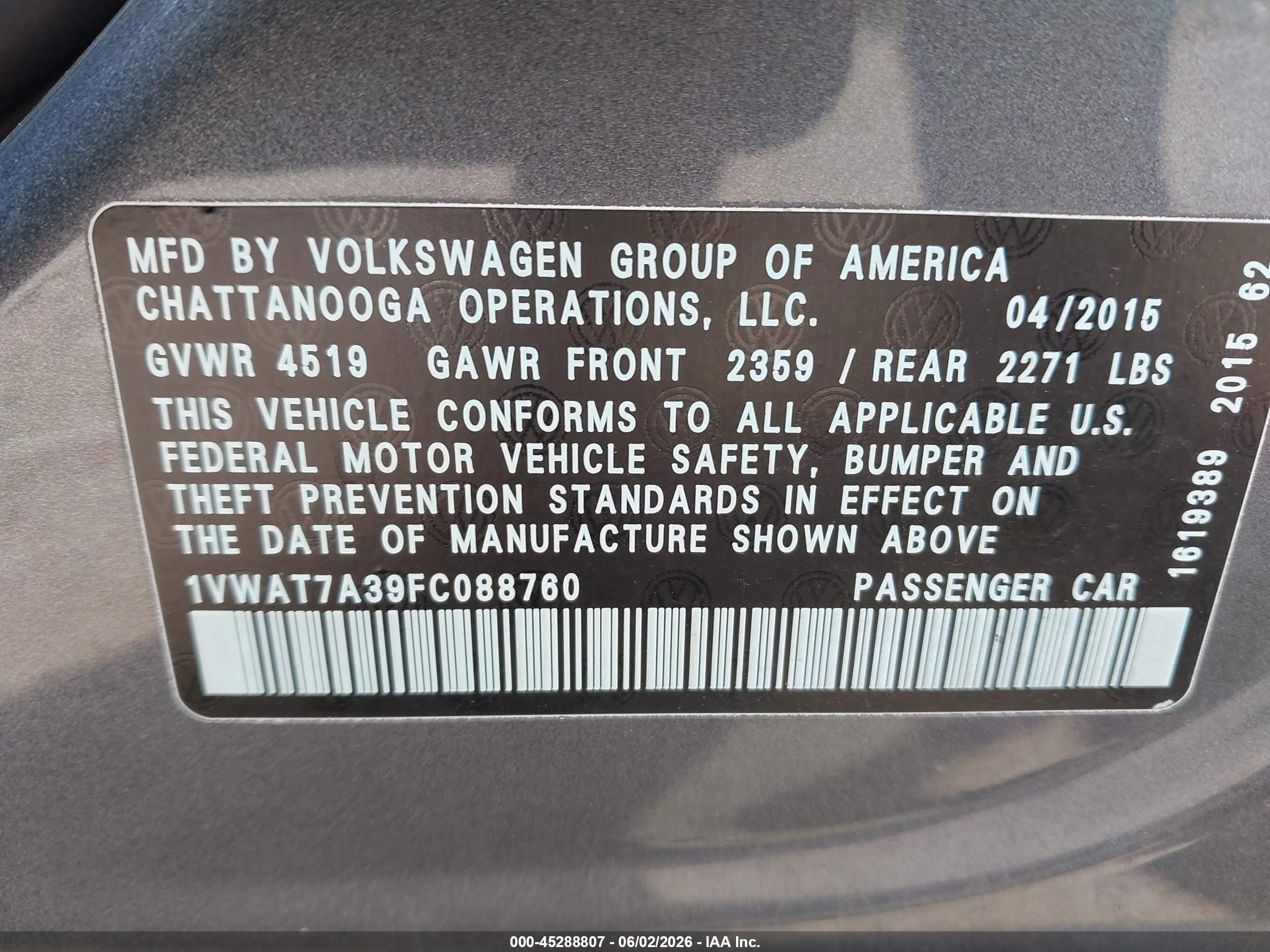 VOLKSWAGEN PASSAT image 9